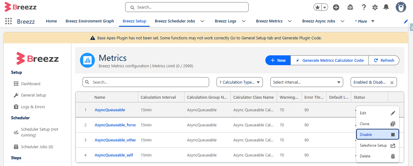 Disable Metrics