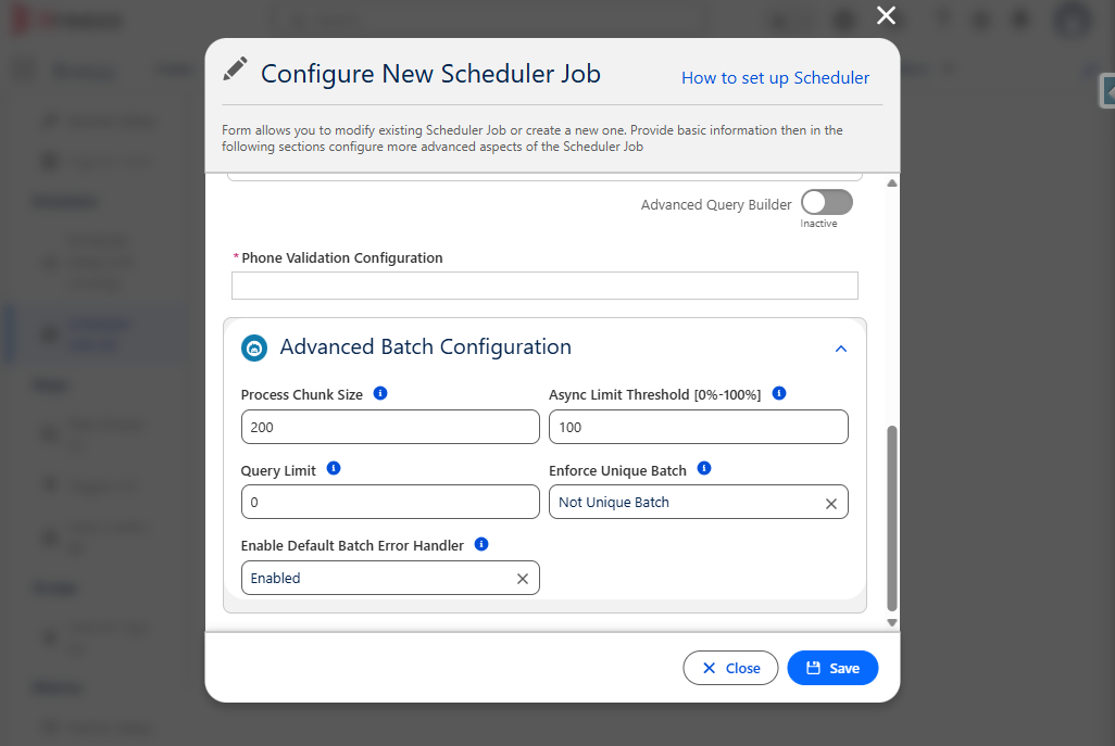 Step configuration window and type dropdown