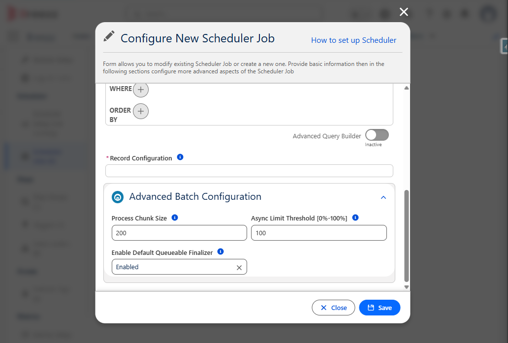 Step configuration window and type dropdown