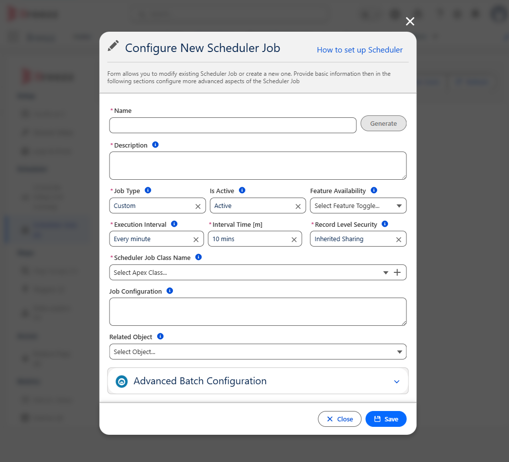 Step configuration window and type dropdown