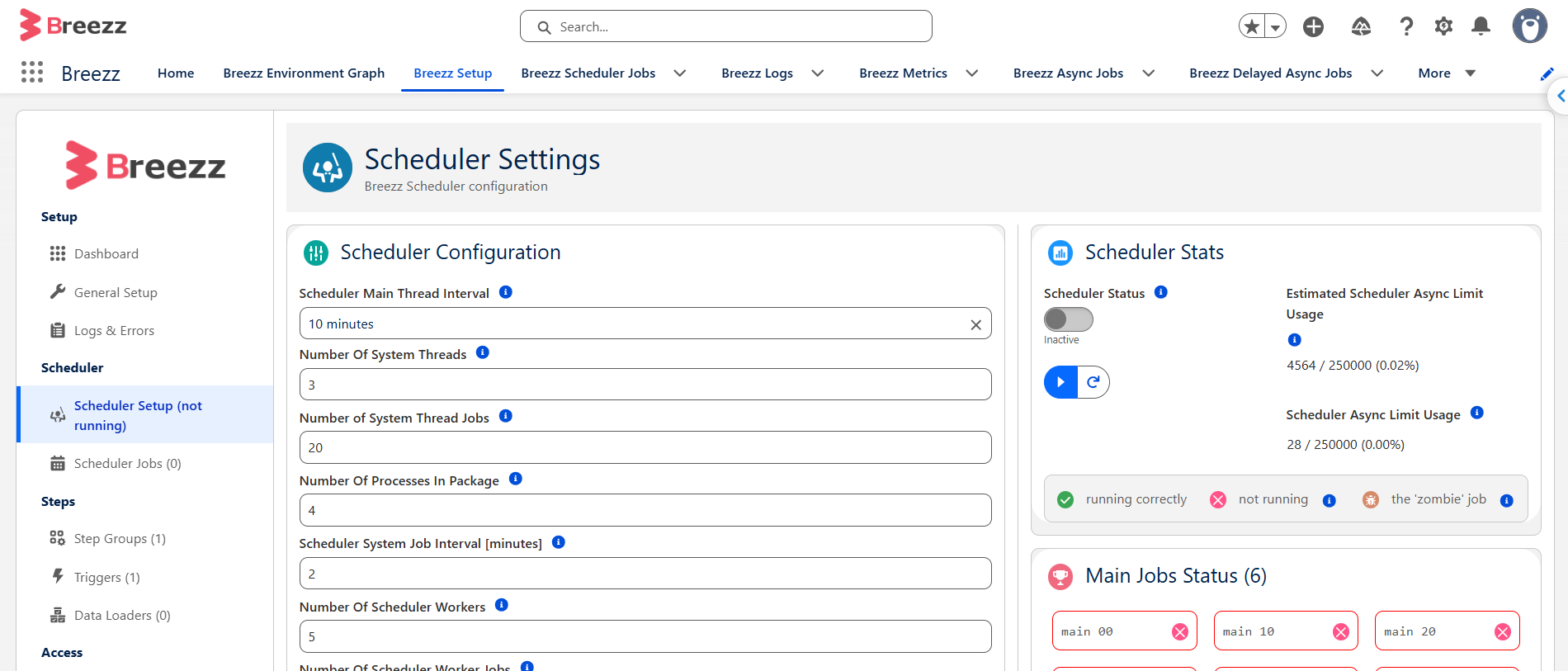 Breezz Setup, Scheduler Page