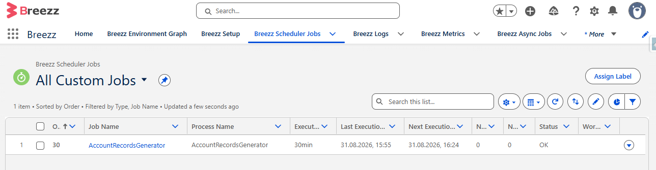 AccountsRecordsGenerator Scheduler Jobs