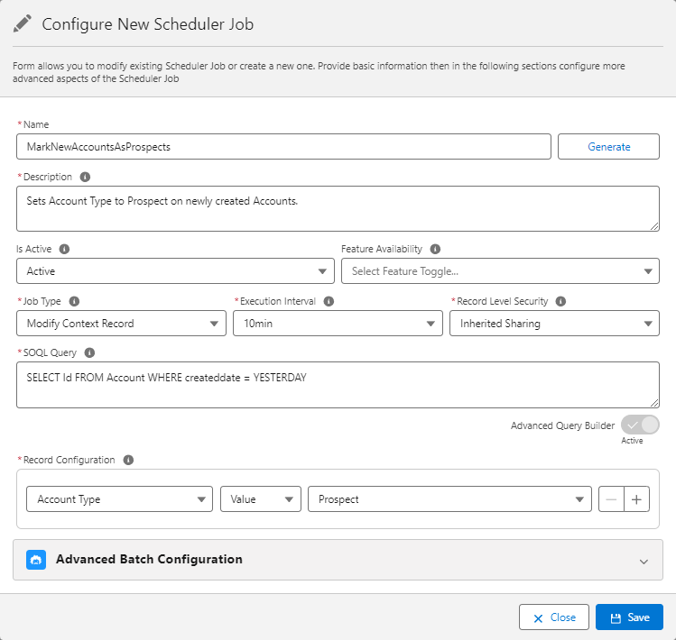 Modify Context Record Scheduler Job